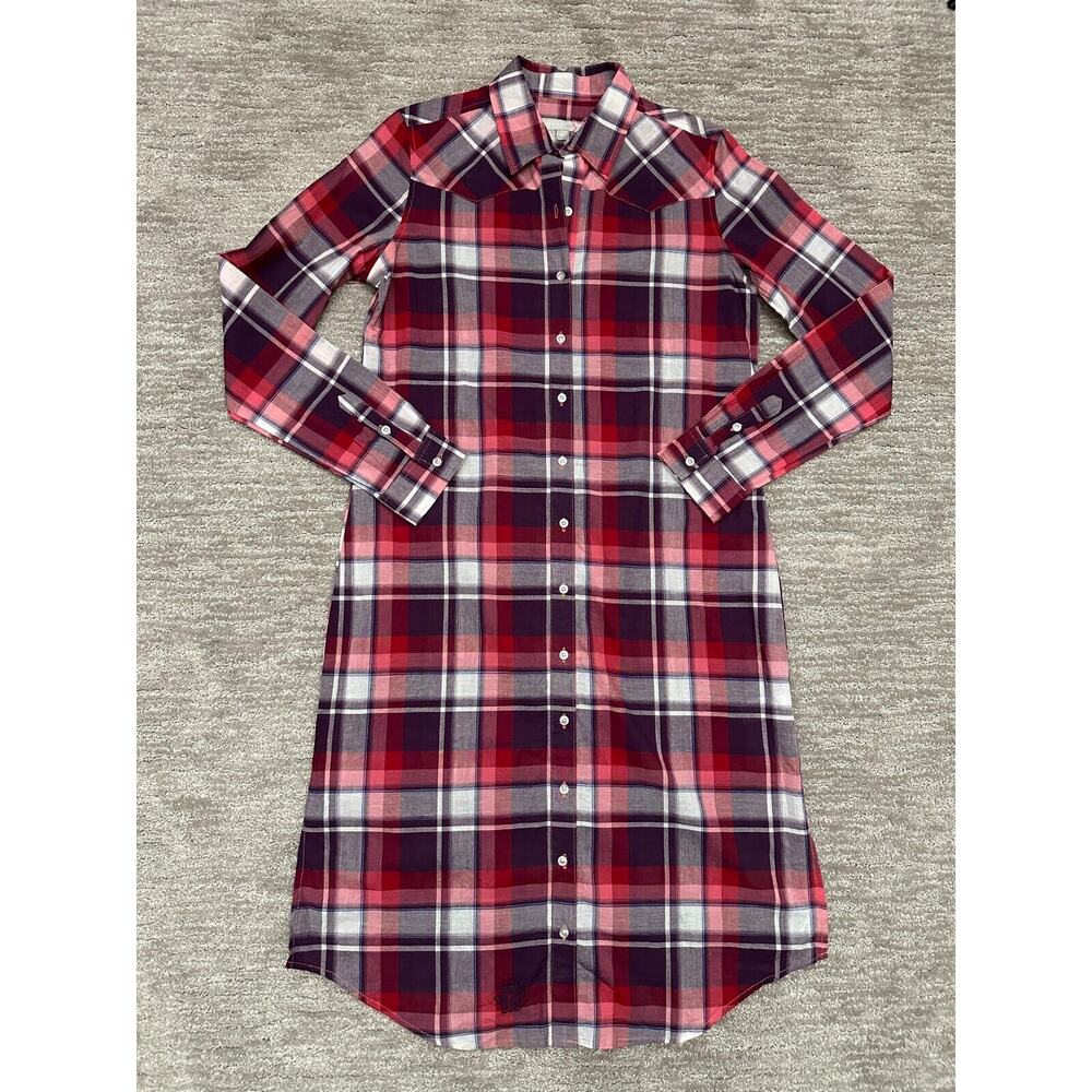 Tin Haul Dress Womens Medium Red Plaid Long Sleeve Western Cowgirl Button Front